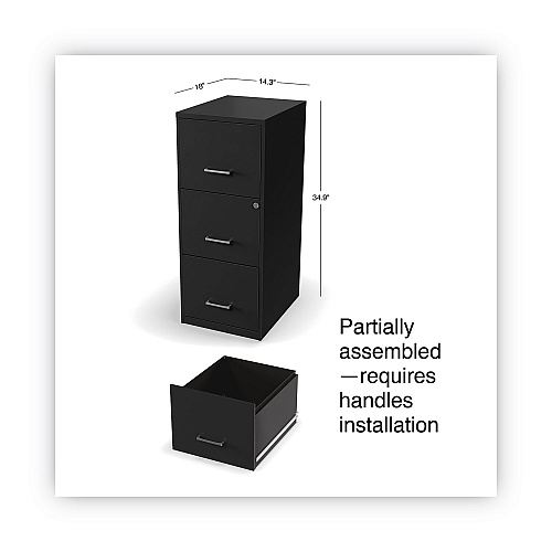 Alera Soho Vertical File Cabinet, 3 Drawers: File/File/File, Letter, Black, 14" x 18" x 34.9" (ALESVF1835BL)