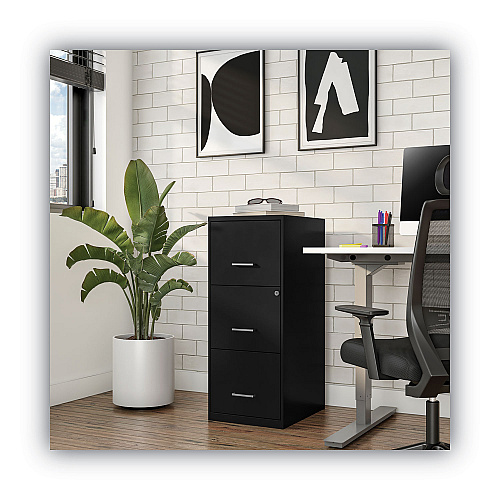 Alera Soho Vertical File Cabinet, 3 Drawers: File/File/File, Letter, Black, 14" x 18" x 34.9" (ALESVF1835BL)