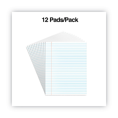 Universal Glue Top Pads, Wide/Legal Rule, 50 White 8.5 x 11 Sheets, Dozen (UNV11000)