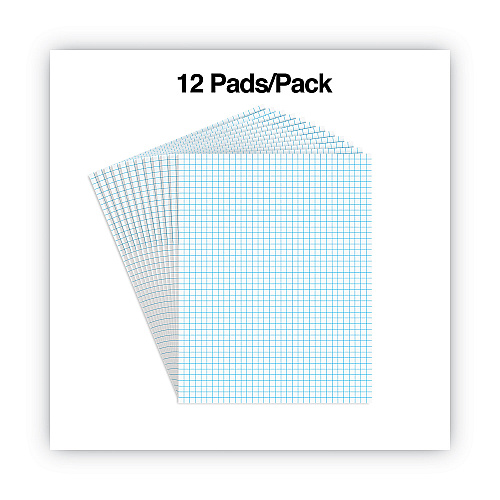 Universal Quadrille-Rule Glue Top Pads, Quadrille Rule (4 sq/in), 50 White 8.5 x 11 Sheets, Dozen (UNV20631)