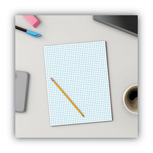 Universal Quadrille-Rule Glue Top Pads, Quadrille Rule (4 sq/in), 50 White 8.5 x 11 Sheets, Dozen (UNV20631)