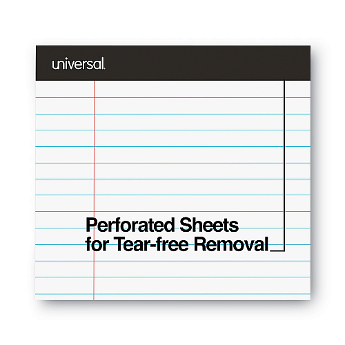 Universal Premium Ruled Writing Pads with Heavy-Duty Back, Wide/Legal Rule, Black Headband, 50 White 8.5 x 11 Sheets, 12/Pack (UNV30730)