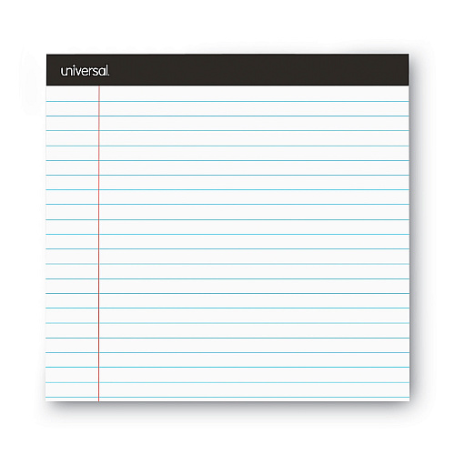 Universal Premium Ruled Writing Pads with Heavy-Duty Back, Wide/Legal Rule, Black Headband, 50 White 8.5 x 11 Sheets, 12/Pack (UNV30730)