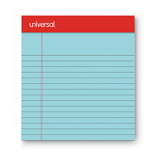 Universal Colored Perforated Ruled Writing Pads, Narrow Rule, 50 Blue 5 x 8 Sheets, Dozen (UNV35850)