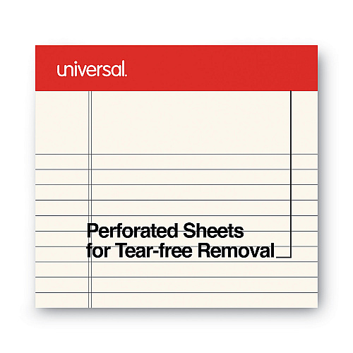 Universal Colored Perforated Ruled Writing Pads, Narrow Rule, 50 Ivory 5 x 8 Sheets, Dozen (UNV35852)