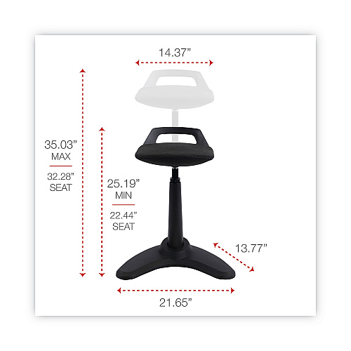 Alera AdaptivErgo Sit to Stand Perch Stool, Supports Up to 250 lb, Black (ALEAE35PSBK)