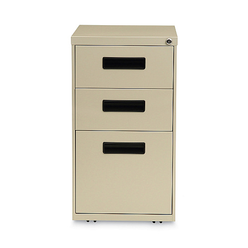 Alera File Pedestal, Left or Right, 3-Drawers: Box/Box/File, Legal/Letter, Putty, 14.96" x 19.29" x 27.75" (ALEPABBFPY)