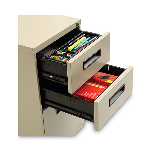 Alera File Pedestal, Left or Right, 3-Drawers: Box/Box/File, Legal/Letter, Putty, 14.96" x 19.29" x 27.75" (ALEPABBFPY)