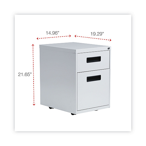 Alera File Pedestal, Left or Right, 2-Drawers: Box/File, Legal/Letter, Light Gray, 14.96" x 19.29" x 21.65" (ALEPABFLG)