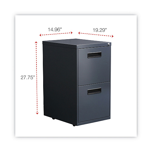 Alera File Pedestal, Left or Right, 2 Legal/Letter-Size File Drawers, Charcoal, 14.96" x 19.29" x 27.75" (ALEPAFFCH)