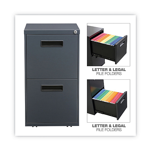 Alera File Pedestal, Left or Right, 2 Legal/Letter-Size File Drawers, Charcoal, 14.96" x 19.29" x 27.75" (ALEPAFFCH)