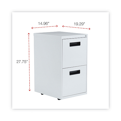 Alera File Pedestal, Left or Right, 2 Legal/Letter-Size File Drawers, Light Gray, 14.96" x 19.29" x 27.75" (ALEPAFFLG)