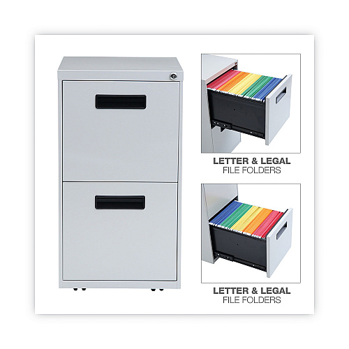Alera File Pedestal, Left or Right, 2 Legal/Letter-Size File Drawers, Light Gray, 14.96" x 19.29" x 27.75" (ALEPAFFLG)