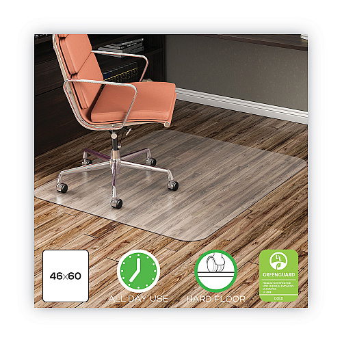 Deflecto EconoMat All Day Use Chair Mat for Hard Floors, Rolled Packed, 46 x 60, Clear (CM2E442FCOM)
