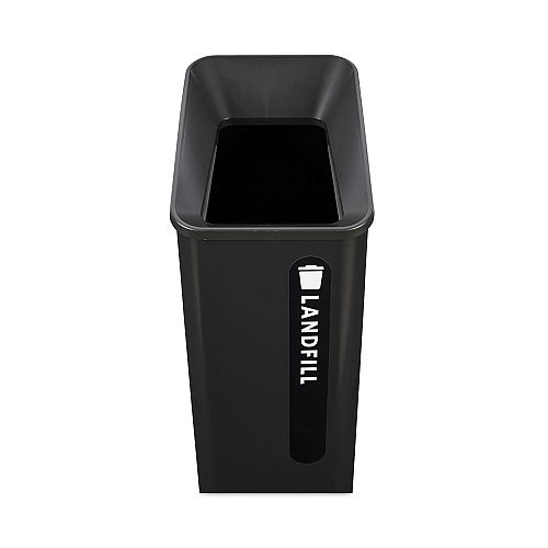 Rubbermaid Commercial Sustain Decorative Refuse with Recycling Lid, 15 gal, Metal/Plastic, Black (2078967)