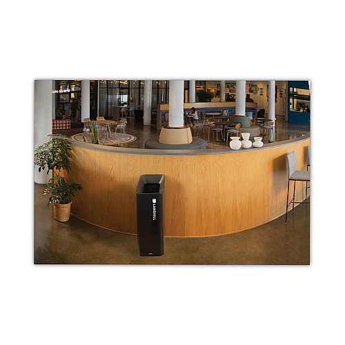 Rubbermaid Commercial Sustain Decorative Refuse with Recycling Lid, 15 gal, Metal/Plastic, Black (2078967)