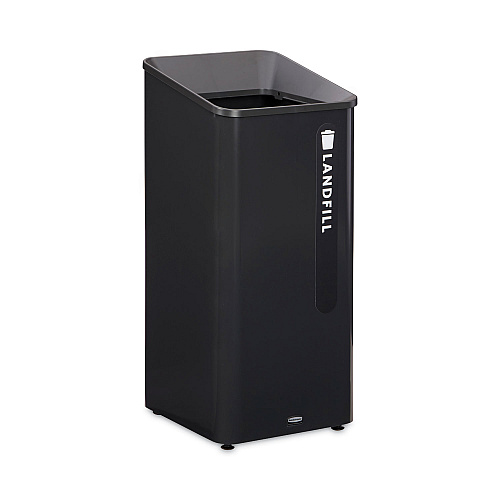 Rubbermaid Commercial Sustain Decorative Refuse with Recycling Lid, 23 gal, Metal/Plastic, Black (2078988)