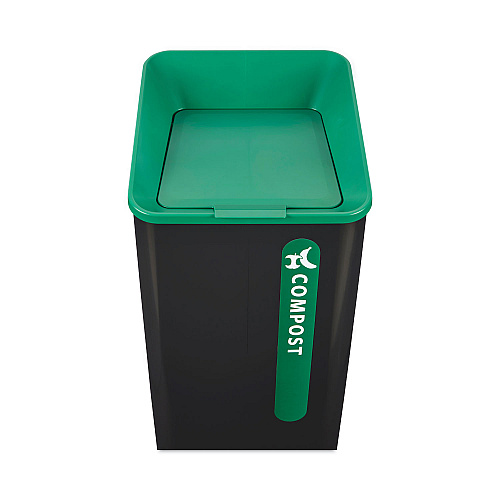 Rubbermaid Commercial Sustain Decorative Refuse with Recycling Lid, 23 gal, Metal/Plastic, Black/Green (2078992)