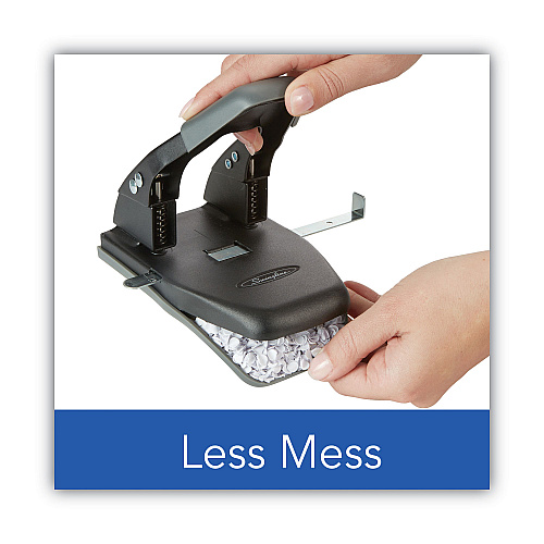 Swingline 28-Sheet Comfort Handle Steel Two-Hole Punch, 1/4" Holes, Black/Gray (74050)