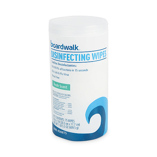 Boardwalk&reg; Disinfecting Wipes, Fresh, 75 Count, 6 Canisters (BWK454W75)