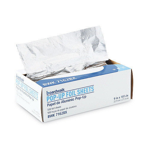 Boardwalk&reg; Pop-Up Aluminum Foil Sheets, 9 x 10 3/4, 500 Sheets, 6 Boxes (BWK7162)