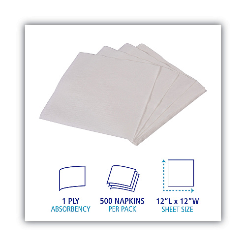 Boardwalk&reg; 1/4-Fold Lunch Napkins, 1-Ply, White, 500 Napkins, 12 Packs (BWK8310W)
