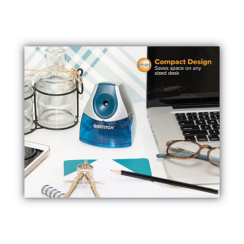 Bostitch Personal Electric Pencil Sharpener, AC-Powered, 4.25 x 8.4 x 4, Blue (EPS4BLUE)