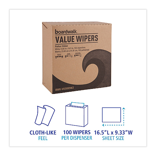 Boardwalk&reg; DRC Wipers, White, 9 1/3 x 16 1/2, 900/Carton (BWKV030IDW2)