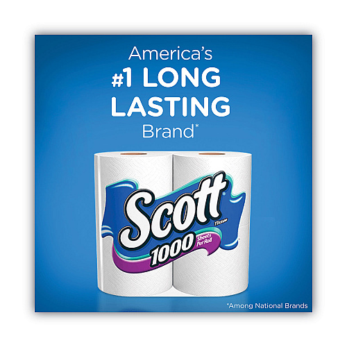 Scott Standard Roll Bathroom Tissue, Septic Safe, 1-Ply, White, 1,000 Sheets/Roll, 20/Pack, 2 Packs/Carton (20032CT)