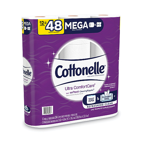 Cottonelle&reg; Mega Rolls Toilet Paper, 2 Ply, 284 Sheets, 12 Rolls (48596)