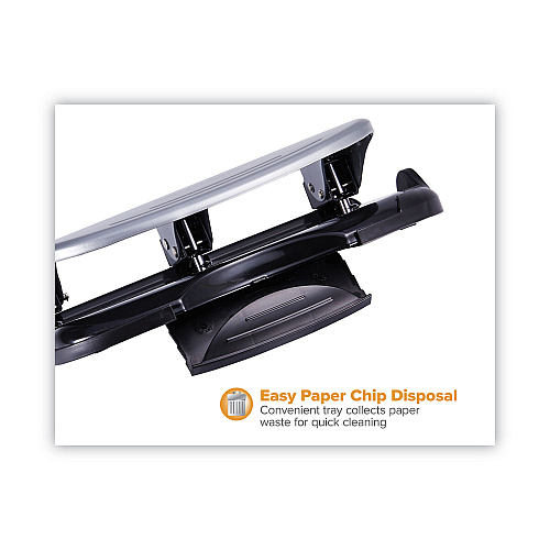 Bostitch 40-Sheet EZ Squeeze Three-Hole Punch, 9/32" Holes, Black/Silver (2240)