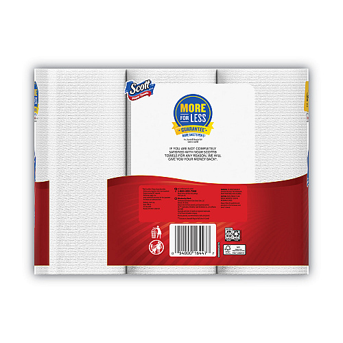 Scott Choose-a-Size Mega Kitchen Roll Paper Towels, 1-Ply, 100/Roll, 6 Rolls/Pack, 4 Packs/Carton (55413)