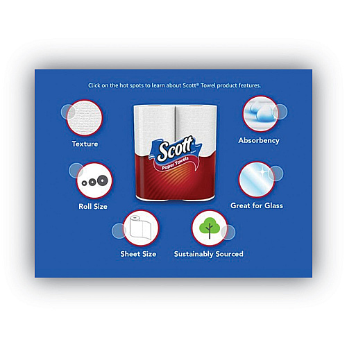 Scott Choose-A-Sheet Mega Kitchen Roll Paper Towels, 1-Ply, 7.31 x 11, White, 108 Sheets/Roll, 15 Rolls/Pack, 2 Packs/Carton (55417)