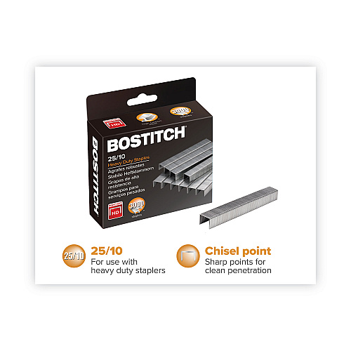 Bostitch Premium High-Capacity Staples, 0.38" Leg, 0.5" Crown, Steel, 3,000/Box (1962)