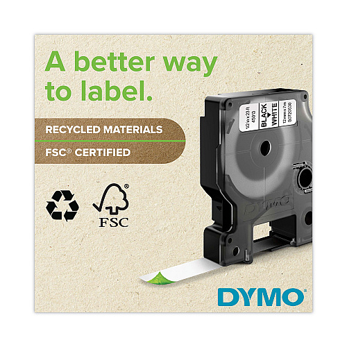 DYMO Rhino Permanent Poly Industrial Label Tape, 0.5" x 18 ft, White/Black Print (18483)
