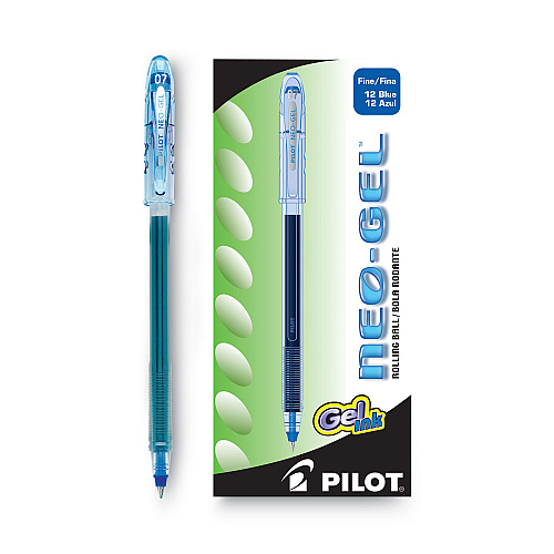 Pilot Neo-Gel Gel Pen, Stick, Fine 0.7 mm, Blue Ink, Translucent Blue Barrel, Dozen (14002)