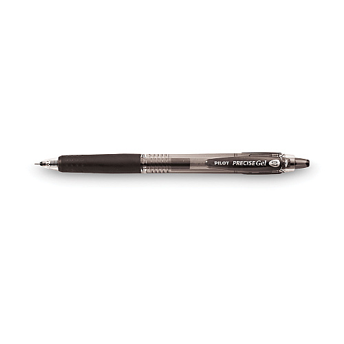Pilot Precise Gel BeGreen Gel Pen, Retractable, Fine 0.7 mm, Black Ink, Smoke Barrel, Dozen (15001)
