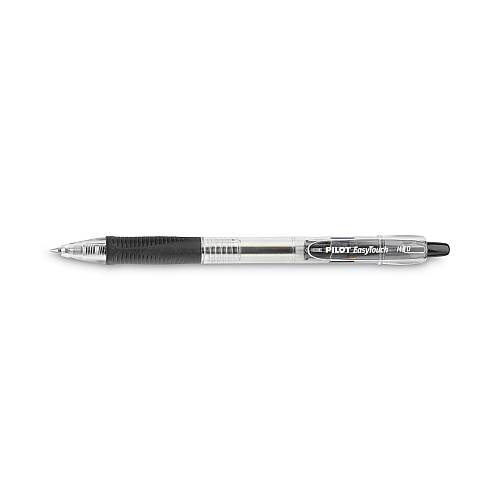 Pilot EasyTouch Ballpoint Pen, Retractable, Medium 1 mm, Black Ink, Clear Barrel, Dozen (32220)