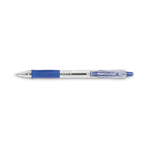 Pilot EasyTouch Ballpoint Pen, Retractable, Medium 1 mm, Blue Ink, Clear Barrel, Dozen (32221)
