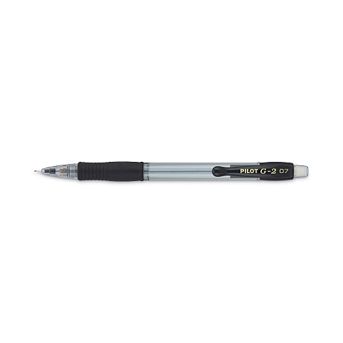 Pilot G2 Mechanical Pencil, 0.7 mm, HB (#2), Black Lead, Clear/Black Barrel, Dozen (51015)