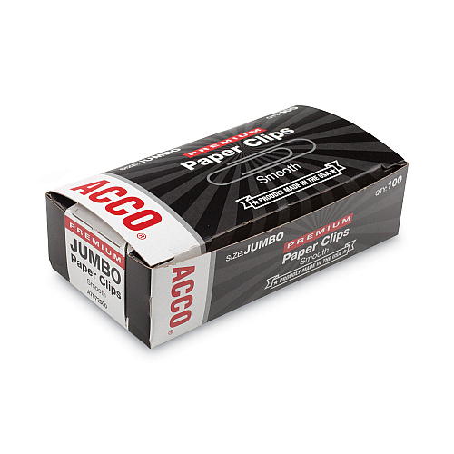 Acco&reg; Finish Premium Paper Clips, Jumbo, Silver, 1,000 Clips per Pack (72500)