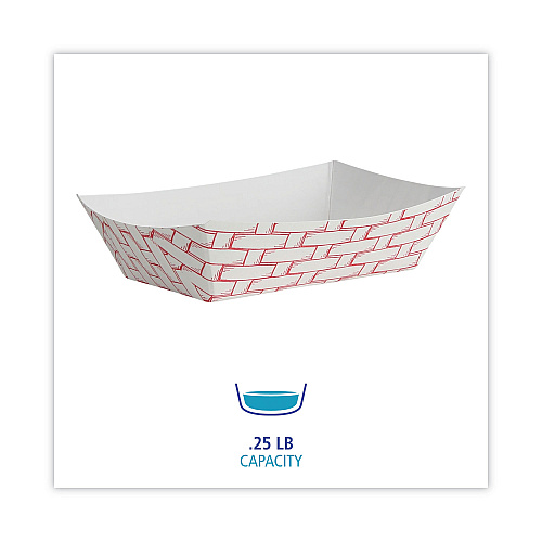 Boardwalk&reg; Paper Food Baskets, 4 oz., Capacity, Red/White, 1000/CT (BWK30LAG025)