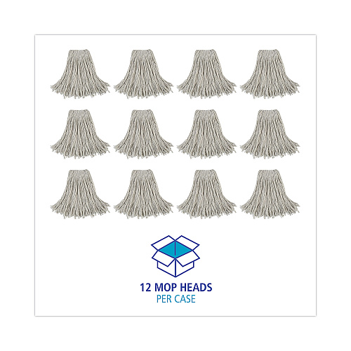 Boardwalk Cut-End Wet Mop Head, Cotton, No. 24, White 12/Carton (BWK2024CCT)