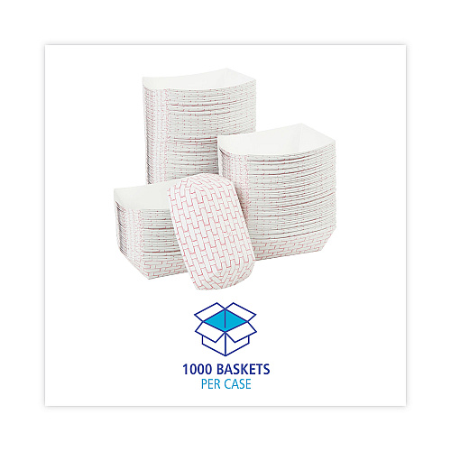 Boardwalk&reg; Paper Food Baskets, 8oz Capacity, Red/White (BWK30LAG050)