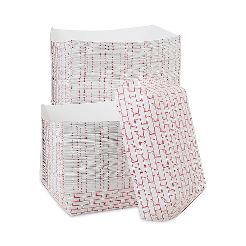 Boardwalk&reg; Paper Food Baskets, 5lb Capacity, Red/White (BWK30LAG500)