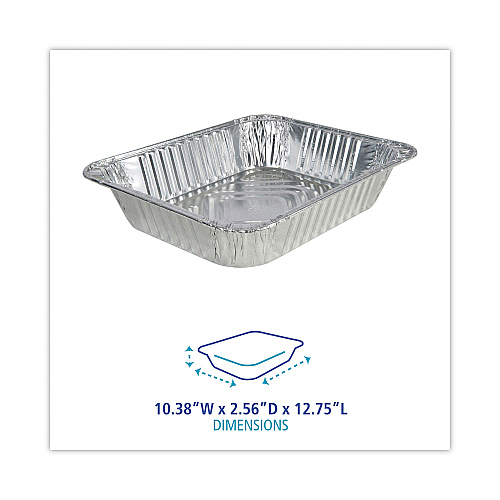 Boardwalk&reg; Aluminum Pan, Half-Size, Steam Table, Deep, 100/Carton (BWKSTEAMHFDP)