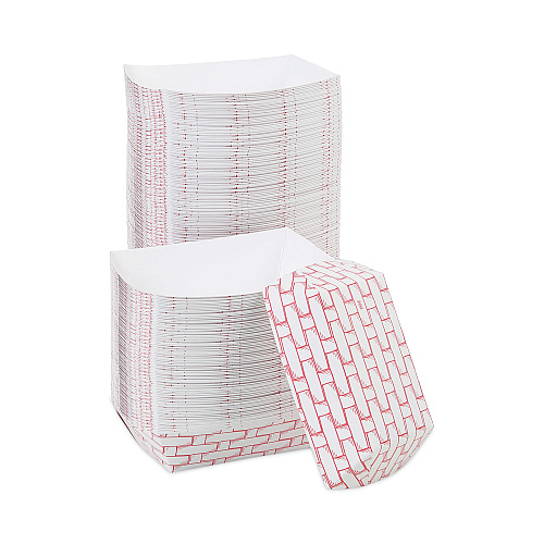 Boardwalk&reg; Paper Food Baskets, Red/White, 1,000 Baskets (BWK30LAG200)