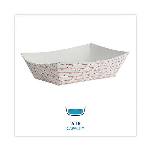 Boardwalk&reg; Paper Food Baskets, 8oz Capacity, Red/White (BWK30LAG050)