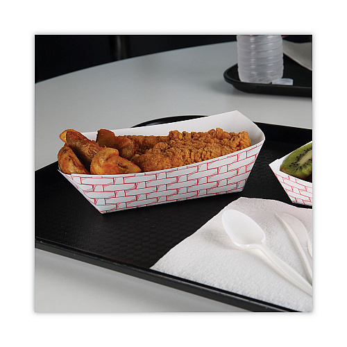 Boardwalk&reg; Paper Food Baskets, 3lb Capacity, Red/White (BWK30LAG300)