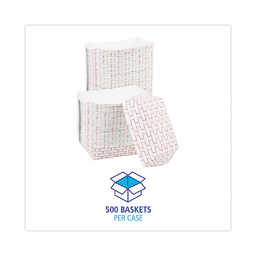 Boardwalk&reg; 1 lb. Paper Food Baskets, Red/White, 1,000 Baskets (BWK30LAG100)